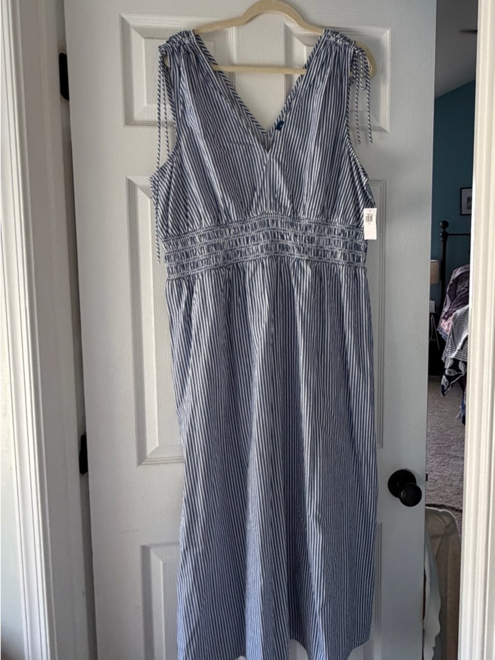 Old Navy Blue and White Striped Midi Dress